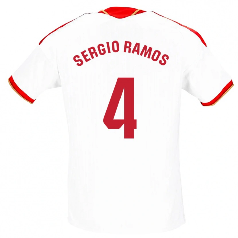 Danxen Homme Maillot Sergio Ramos #4 Blanc Rouge Tenues Domicile 2026/27 T-Shirt