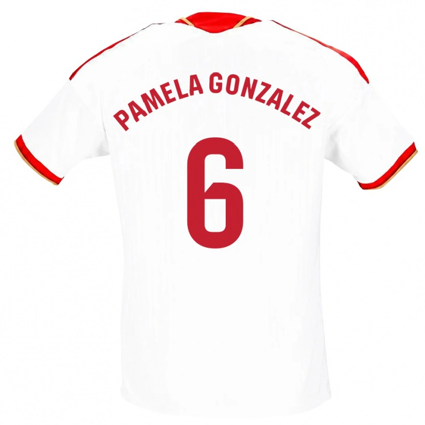 Danxen Homme Maillot Cinthia Pamela González Medina #6 Blanc Rouge Tenues Domicile 2026/27 T-Shirt