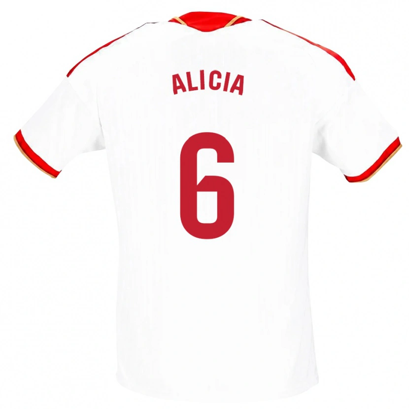 Danxen Homme Maillot Alicia Redondo #6 Blanc Rouge Tenues Domicile 2026/27 T-Shirt
