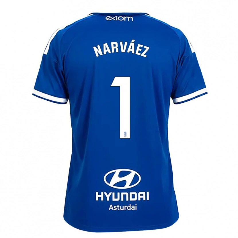 Danxen Homme Maillot Miguel Narváez #1 Bleu Moyen Blanc Tenues Domicile 2026/27 T-Shirt