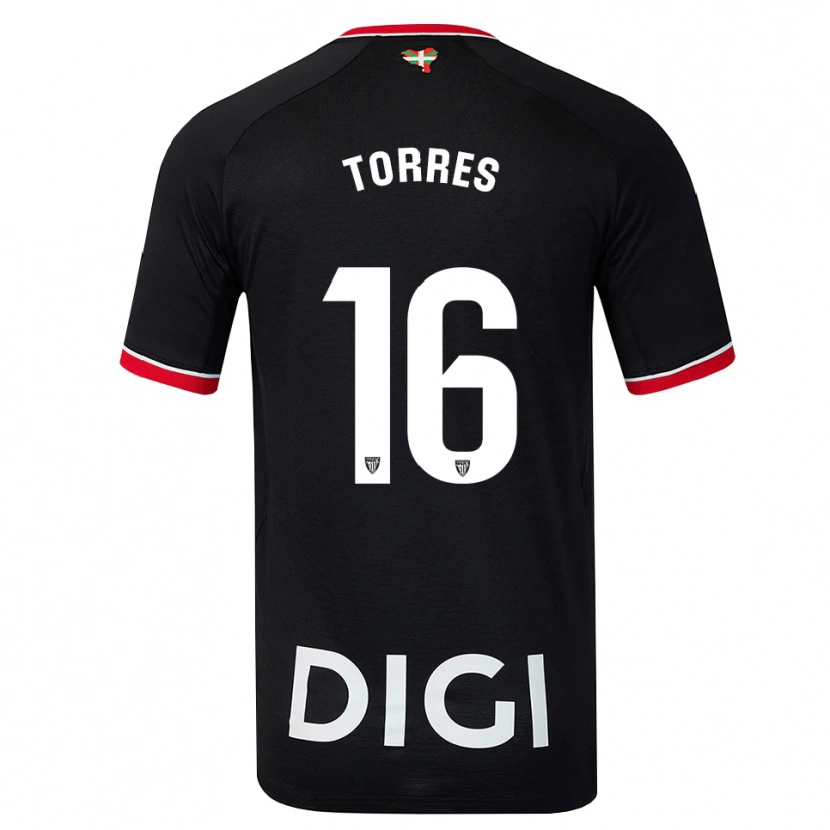Danxen Homme Maillot Asier Torres #16 Noir Blanc Rouge Tenues Extérieur 2026/27 T-Shirt