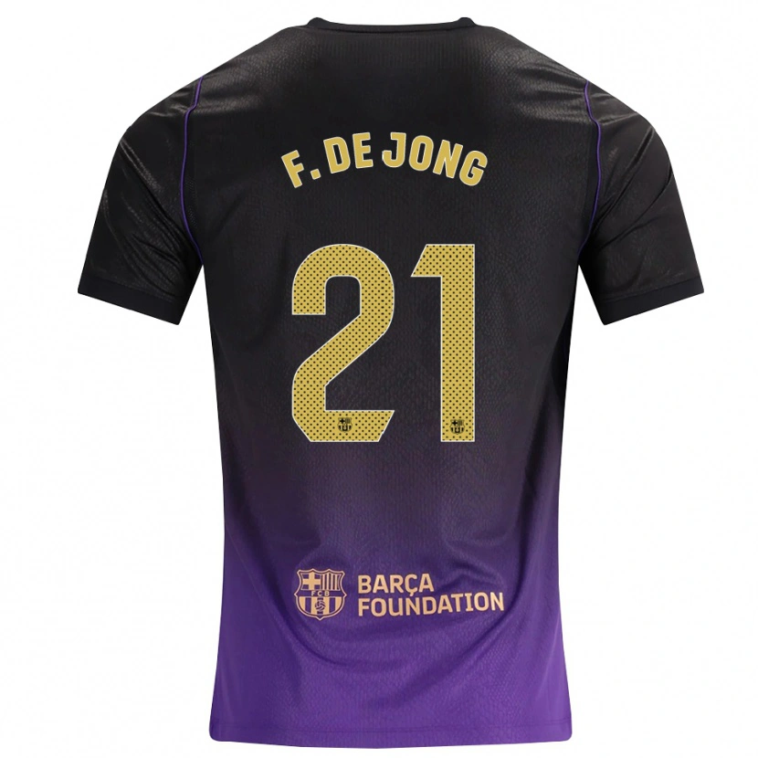 Danxen Homme Maillot Frenkie De Jong #21 Violet Jaune Noir Tenues Extérieur 2026/27 T-Shirt
