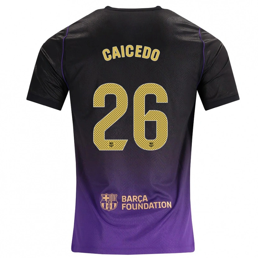 Danxen Homme Maillot Josué Caicedo #26 Violet Jaune Noir Tenues Extérieur 2026/27 T-Shirt
