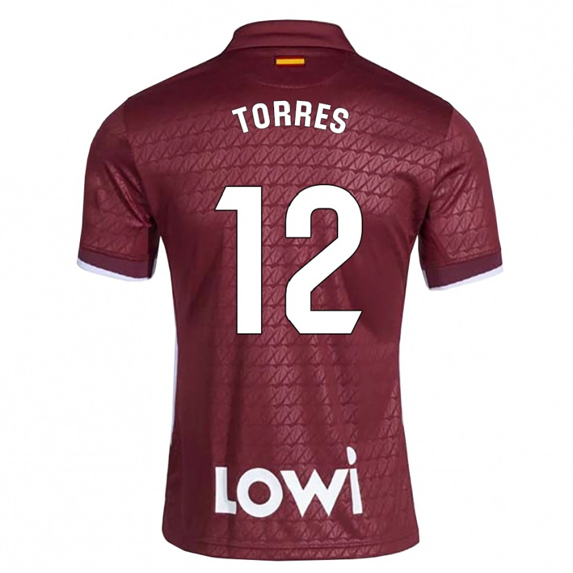 Danxen Homme Maillot Rubén Torres #12 Rouge Foncé Blanc Tenues Extérieur 2026/27 T-Shirt