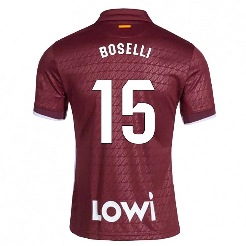 Danxen Homme Maillot Sebastián Boselli #15 Rouge Foncé Blanc Tenues Extérieur 2026/27 T-Shirt