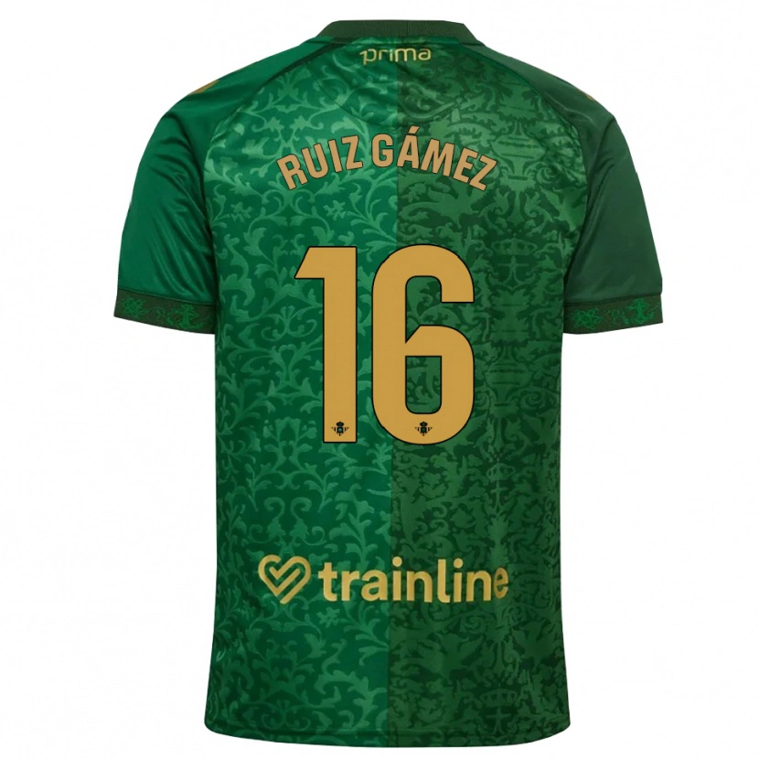 Danxen Homme Maillot María Ruiz #16 Vert Forêt Doré Foncé Tenues Extérieur 2026/27 T-Shirt