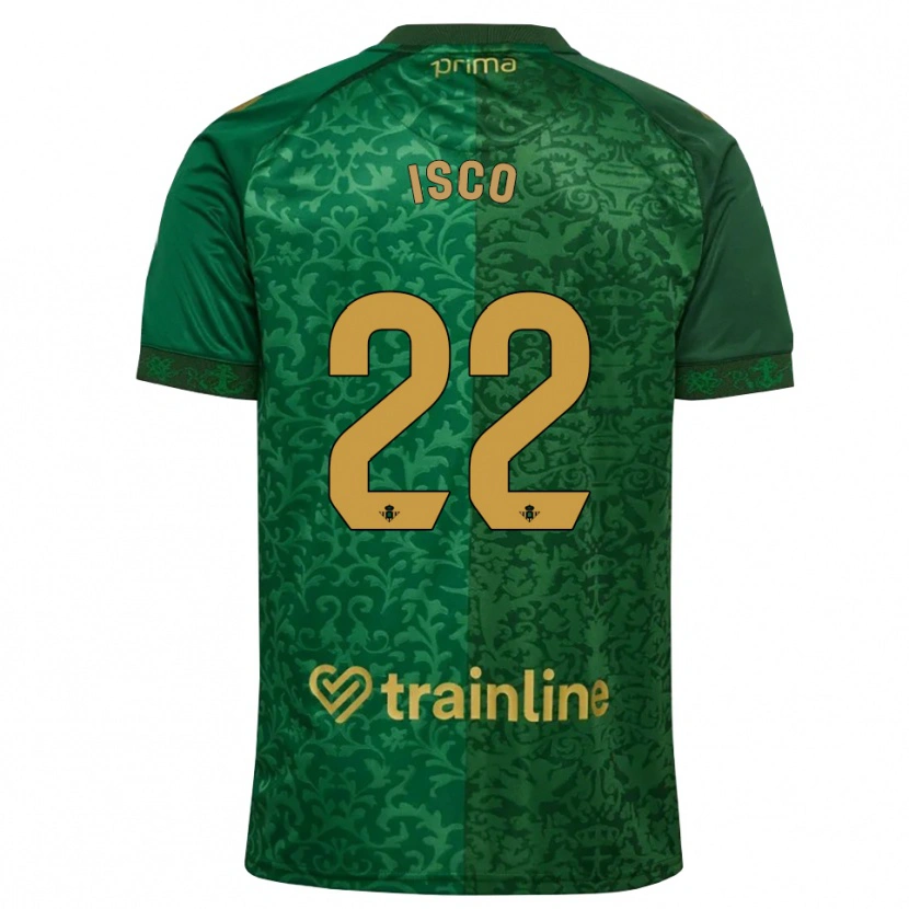 Danxen Homme Maillot Isco #22 Vert Forêt Doré Foncé Tenues Extérieur 2026/27 T-Shirt