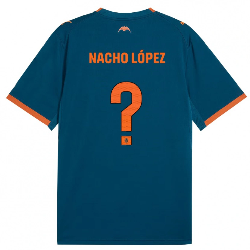 Danxen Homme Maillot Nacho López #0 Bleu Acier Orange Tenues Extérieur 2026/27 T-Shirt