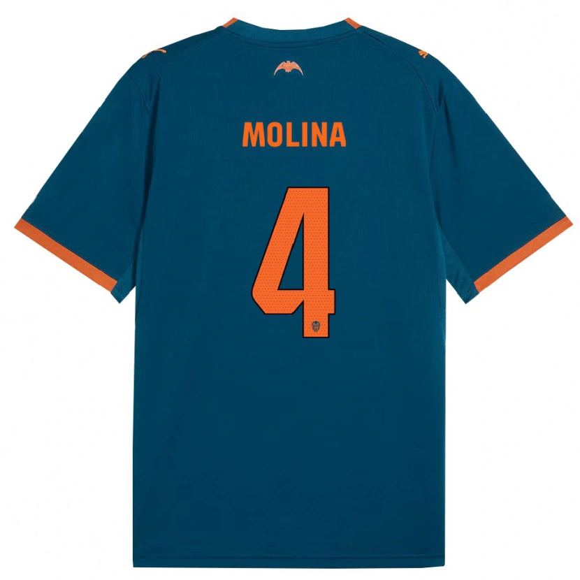 Danxen Homme Maillot María Molina #4 Bleu Acier Orange Tenues Extérieur 2026/27 T-Shirt