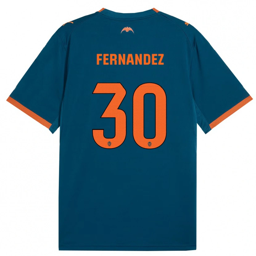 Danxen Homme Maillot Rubén Fernández #30 Bleu Acier Orange Tenues Extérieur 2026/27 T-Shirt