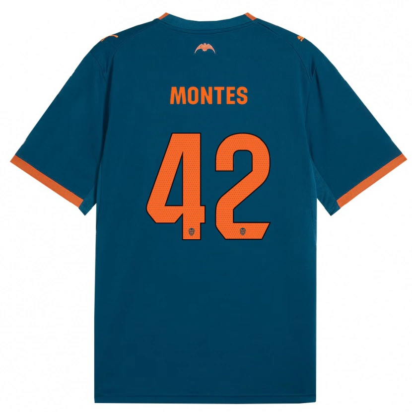 Danxen Homme Maillot Jan Montes #42 Bleu Acier Orange Tenues Extérieur 2026/27 T-Shirt