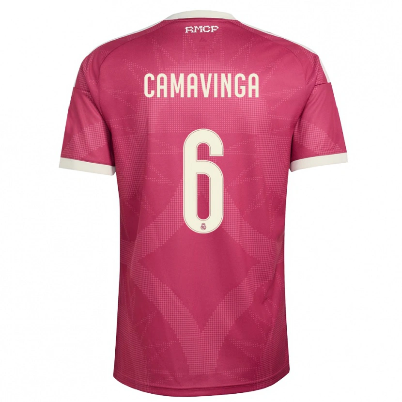 Danxen Homme Maillot Eduardo Camavinga #6 Rouge Violet Pâle Blanc Troisieme 2026/27 T-Shirt