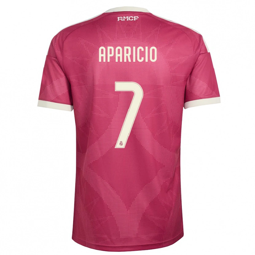 Danxen Homme Maillot Esteban Aparicio #7 Rouge Violet Pâle Blanc Troisieme 2026/27 T-Shirt