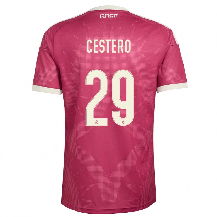 Danxen Homme Maillot Jorge Cestero #29 Rouge Violet Pâle Blanc Troisieme 2026/27 T-Shirt