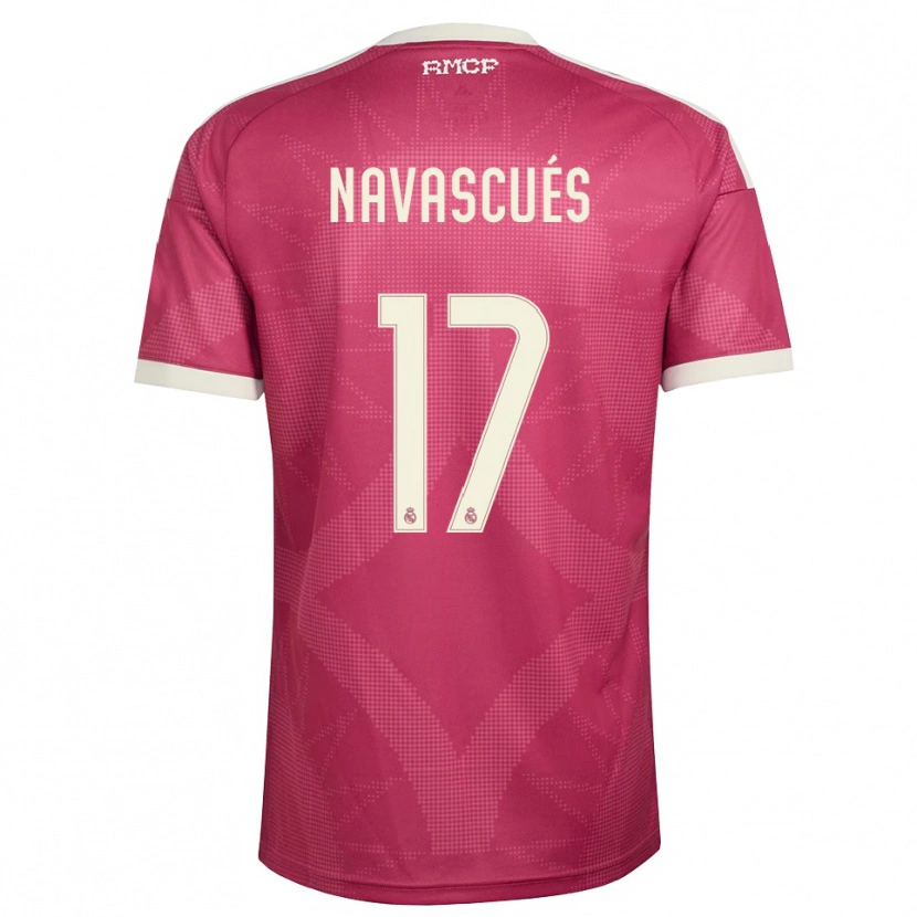 Danxen Homme Maillot Liberto Navascués #17 Rouge Violet Pâle Blanc Troisieme 2026/27 T-Shirt