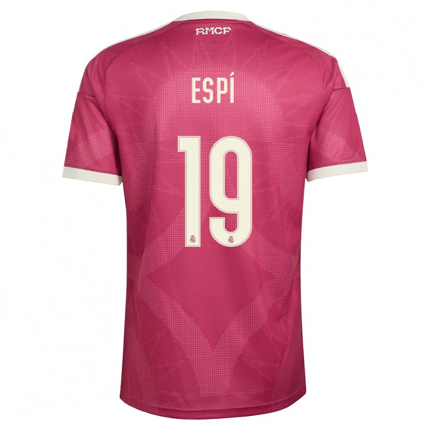 Danxen Homme Maillot Carlos Espí #19 Rouge Violet Pâle Blanc Troisieme 2026/27 T-Shirt