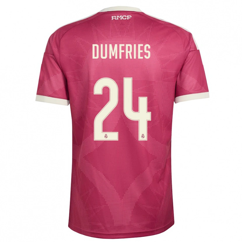 Danxen Homme Maillot Denzel Dumfries #24 Rouge Violet Pâle Blanc Troisieme 2026/27 T-Shirt