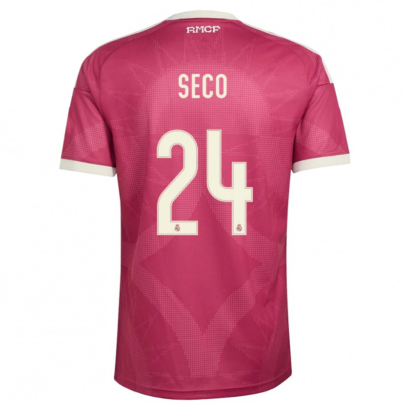 Danxen Homme Maillot Ferran Seco #24 Rouge Violet Pâle Blanc Troisieme 2026/27 T-Shirt