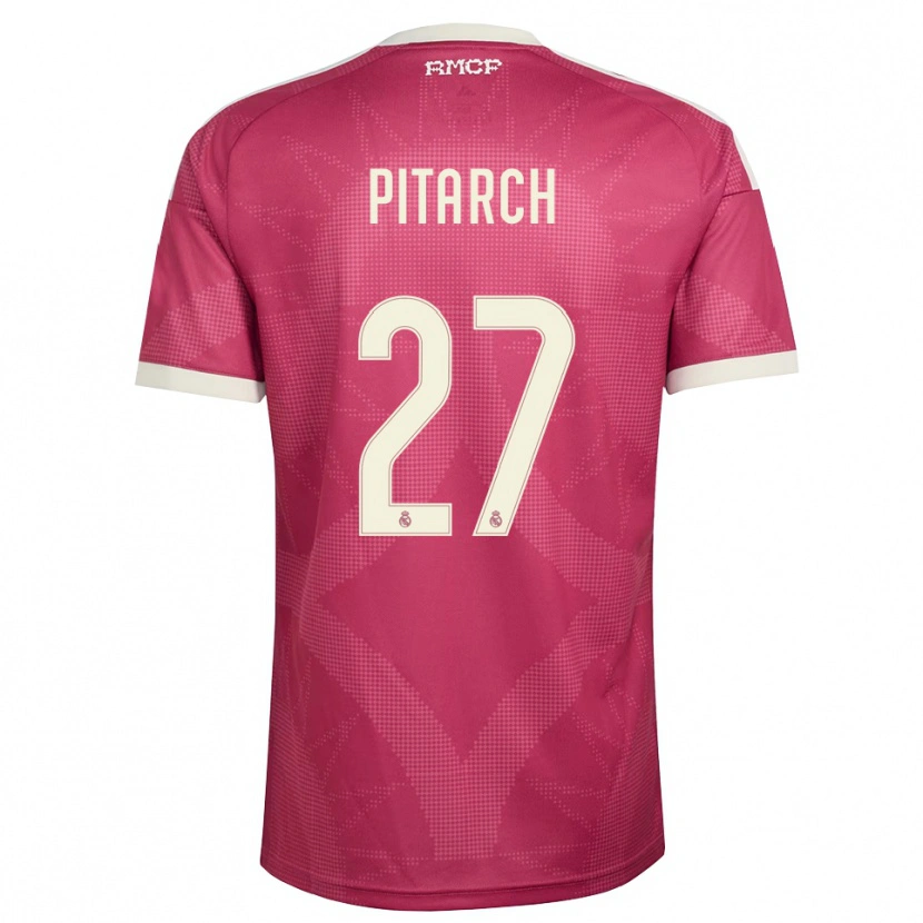 Danxen Homme Maillot Thiago Pitarch #27 Rouge Violet Pâle Blanc Troisieme 2026/27 T-Shirt