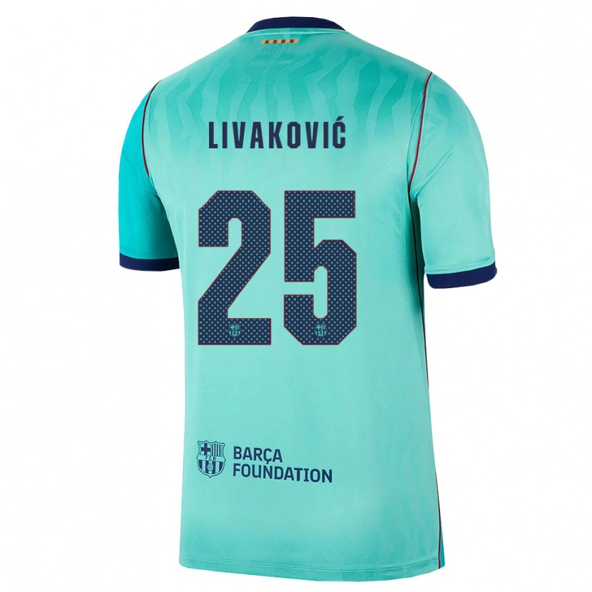 Danxen Homme Maillot Dominik Livakovic #25 Aqua Turquoise Foncée Bleu Royal Troisieme 2026/27 T-Shirt
