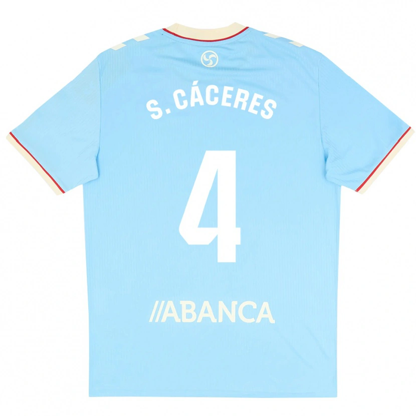Danxen Femme Maillot Sebastián Cáceres #4 Bleu Ciel Blanc Rouge Tenues Domicile 2026/27 T-Shirt