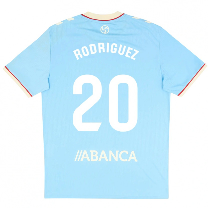 Danxen Femme Maillot Javi Rodríguez #20 Bleu Ciel Blanc Rouge Tenues Domicile 2026/27 T-Shirt