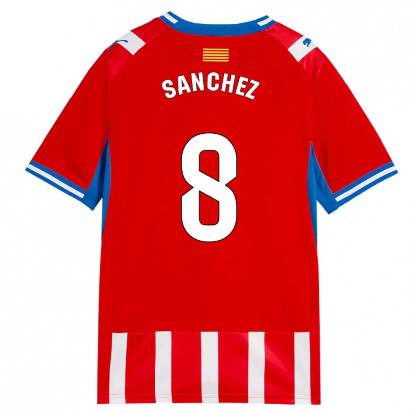 Danxen Femme Maillot Miguel Ángel Sánchez #8 Rouge Blanc Bleu Ciel Tenues Domicile 2026/27 T-Shirt
