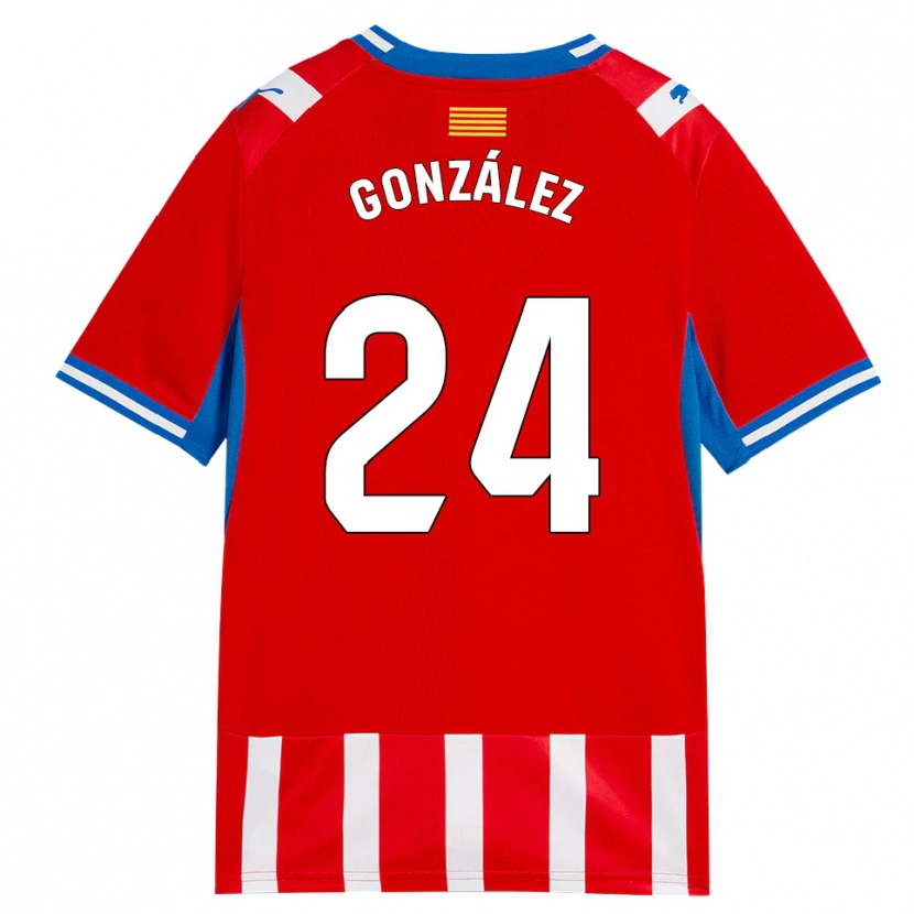 Danxen Femme Maillot Izan González #24 Rouge Blanc Bleu Ciel Tenues Domicile 2026/27 T-Shirt
