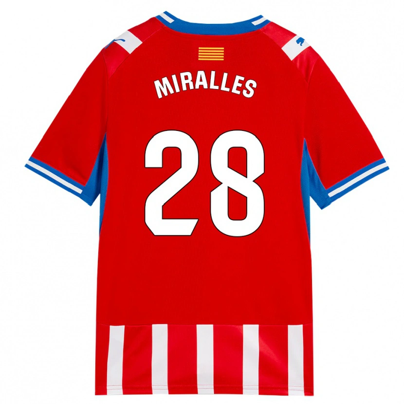 Danxen Femme Maillot Diego Miralles #28 Rouge Blanc Bleu Ciel Tenues Domicile 2026/27 T-Shirt