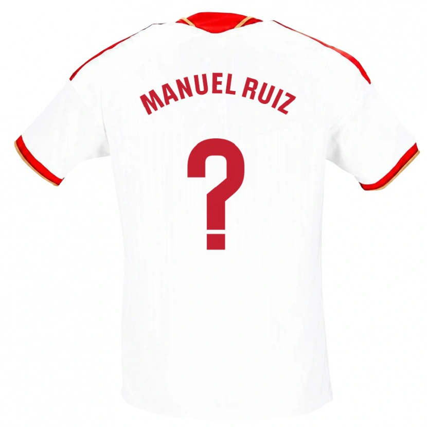 Danxen Femme Maillot José Manuel Ruiz #0 Blanc Rouge Tenues Domicile 2026/27 T-Shirt