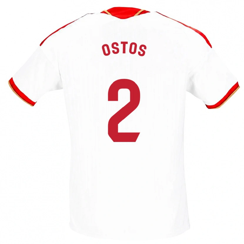 Danxen Femme Maillot Fran Ostos #2 Blanc Rouge Tenues Domicile 2026/27 T-Shirt