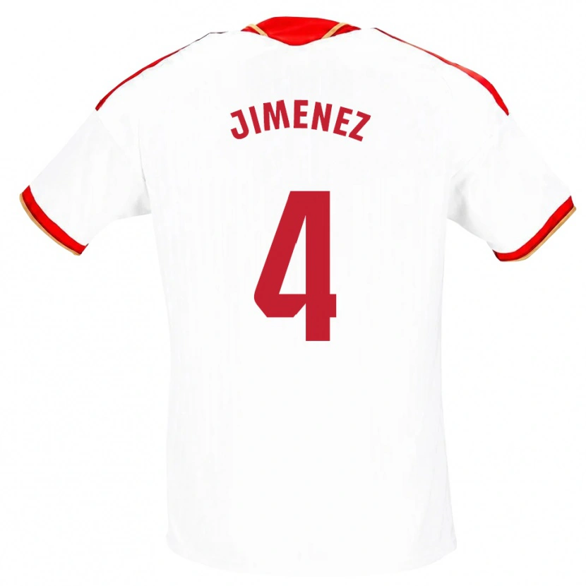 Danxen Femme Maillot Diego Jiménez #4 Blanc Rouge Tenues Domicile 2026/27 T-Shirt