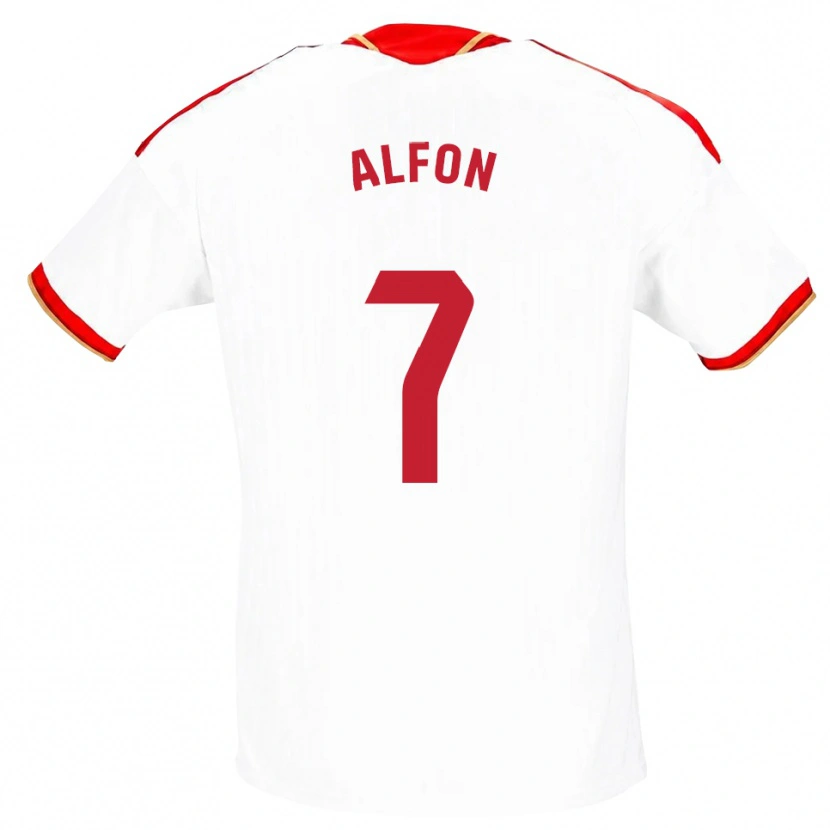 Danxen Femme Maillot Alfon González #7 Blanc Rouge Tenues Domicile 2026/27 T-Shirt