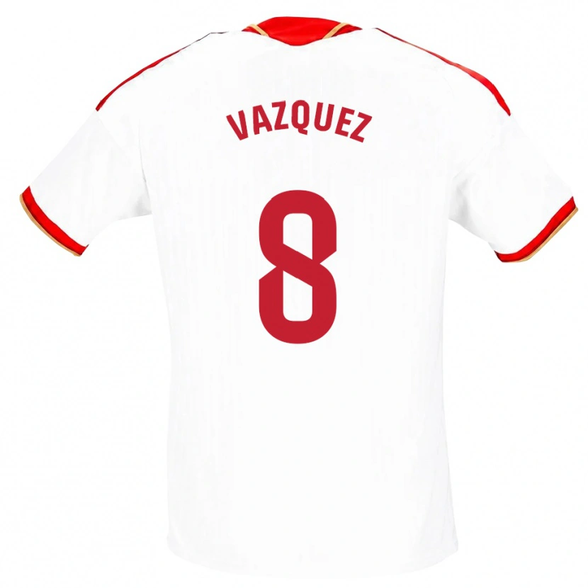 Danxen Femme Maillot Manolo Vazquez #8 Blanc Rouge Tenues Domicile 2026/27 T-Shirt