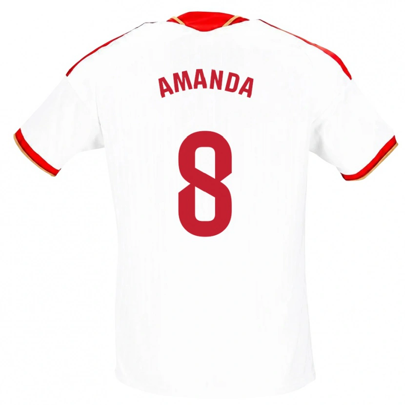 Danxen Femme Maillot Amanda Sampedro Bustos #8 Blanc Rouge Tenues Domicile 2026/27 T-Shirt