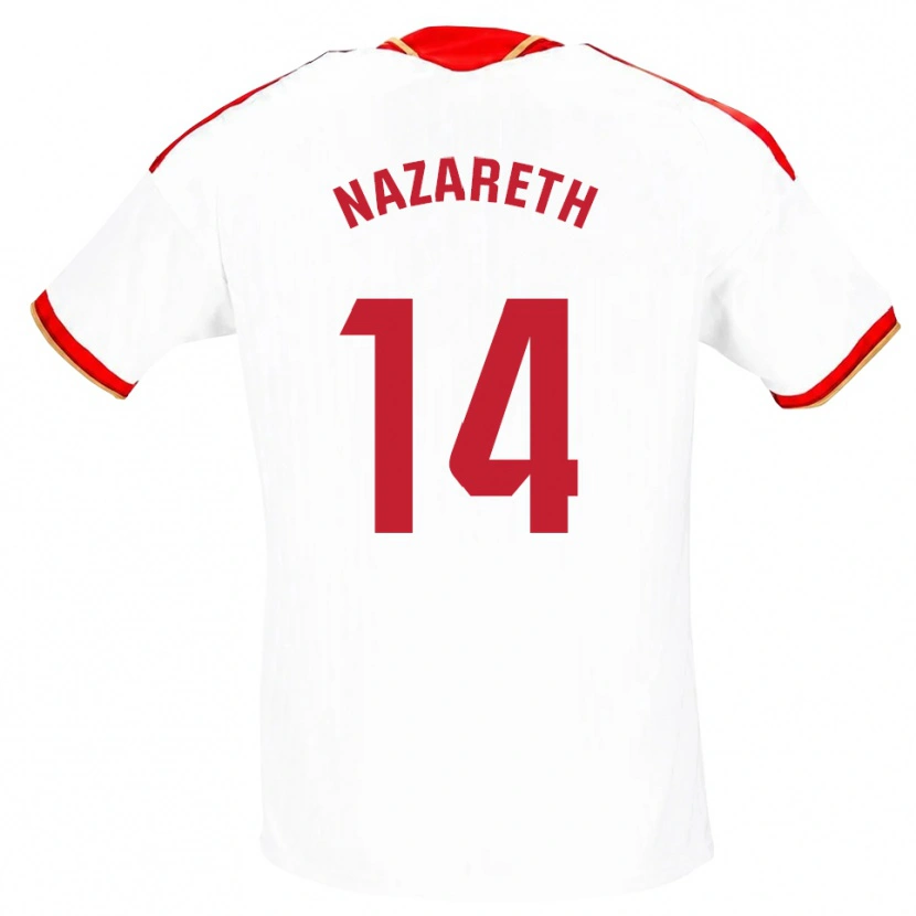 Danxen Femme Maillot Nazareth Martín #14 Blanc Rouge Tenues Domicile 2026/27 T-Shirt