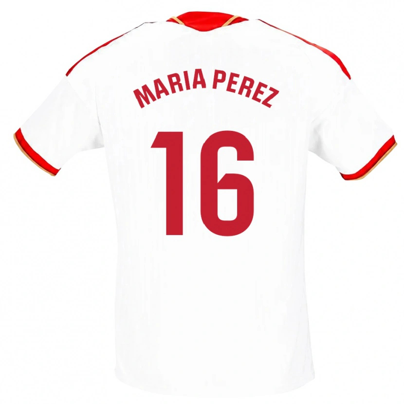 Danxen Femme Maillot María Pérez Rabaza #16 Blanc Rouge Tenues Domicile 2026/27 T-Shirt