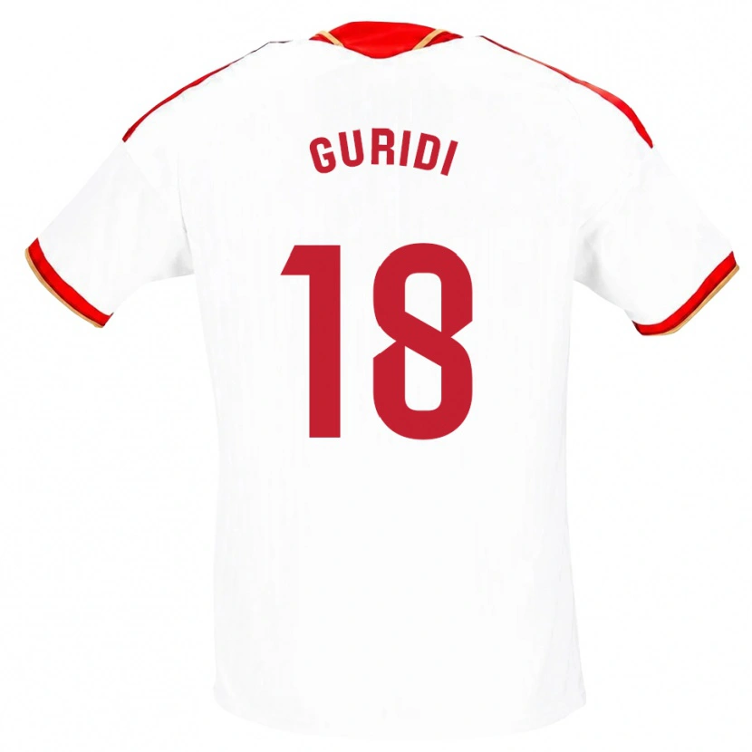 Danxen Femme Maillot Jon Guridi #18 Blanc Rouge Tenues Domicile 2026/27 T-Shirt