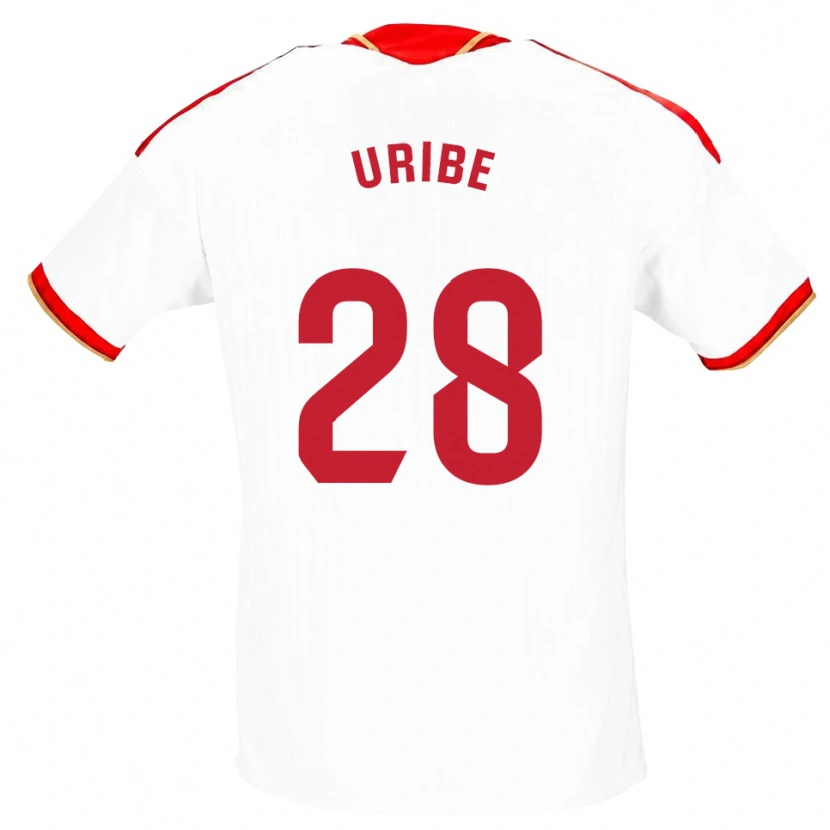 Danxen Femme Maillot Raúl Uribe #28 Blanc Rouge Tenues Domicile 2026/27 T-Shirt
