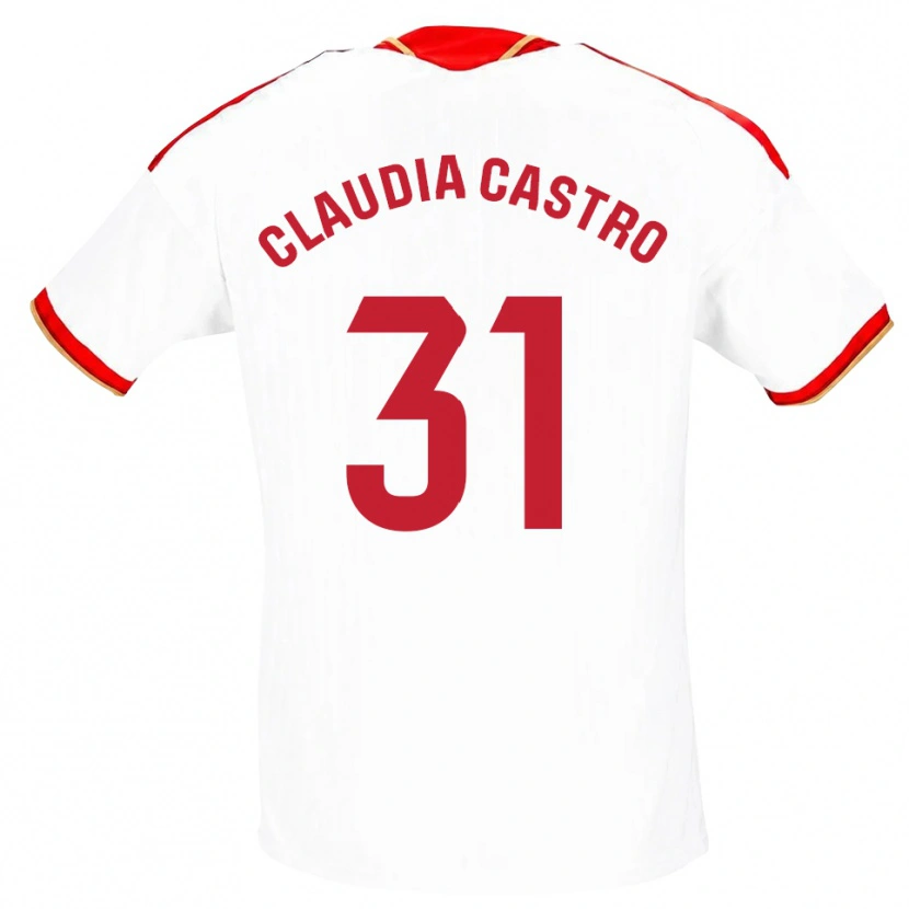 Danxen Femme Maillot Claudia Castro Romero #31 Blanc Rouge Tenues Domicile 2026/27 T-Shirt