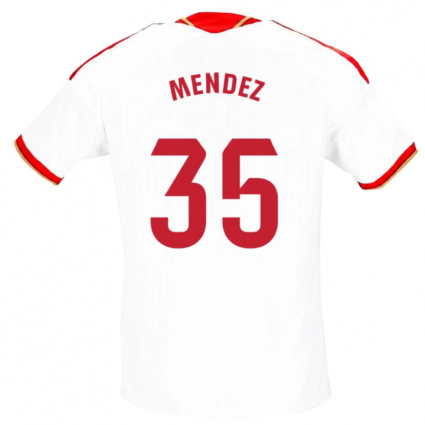 Danxen Femme Maillot Tomás Méndez #35 Blanc Rouge Tenues Domicile 2026/27 T-Shirt