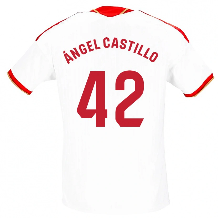 Danxen Femme Maillot Manuel Ángel Castillo #42 Blanc Rouge Tenues Domicile 2026/27 T-Shirt