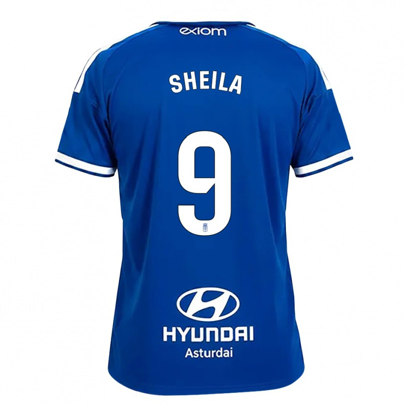 Danxen Femme Maillot Sheila Elorza Hernández #9 Bleu Moyen Blanc Tenues Domicile 2026/27 T-Shirt