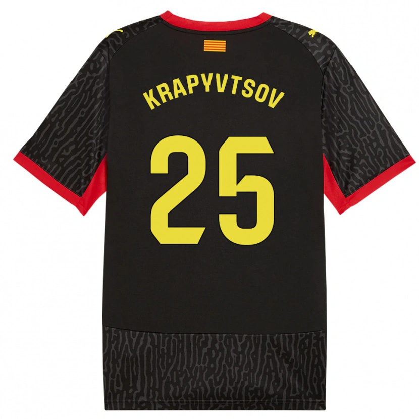 Danxen Femme Maillot Vladyslav Krapyvtsov #25 Noir Jaune Rouge Tenues Extérieur 2026/27 T-Shirt