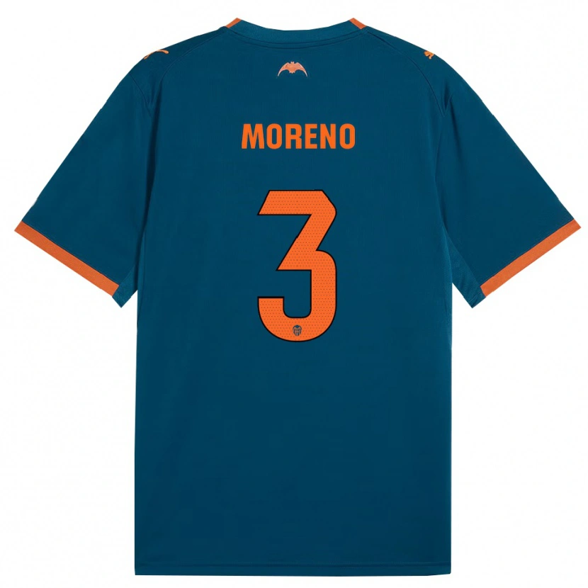 Danxen Femme Maillot Diego Moreno #3 Bleu Acier Orange Tenues Extérieur 2026/27 T-Shirt