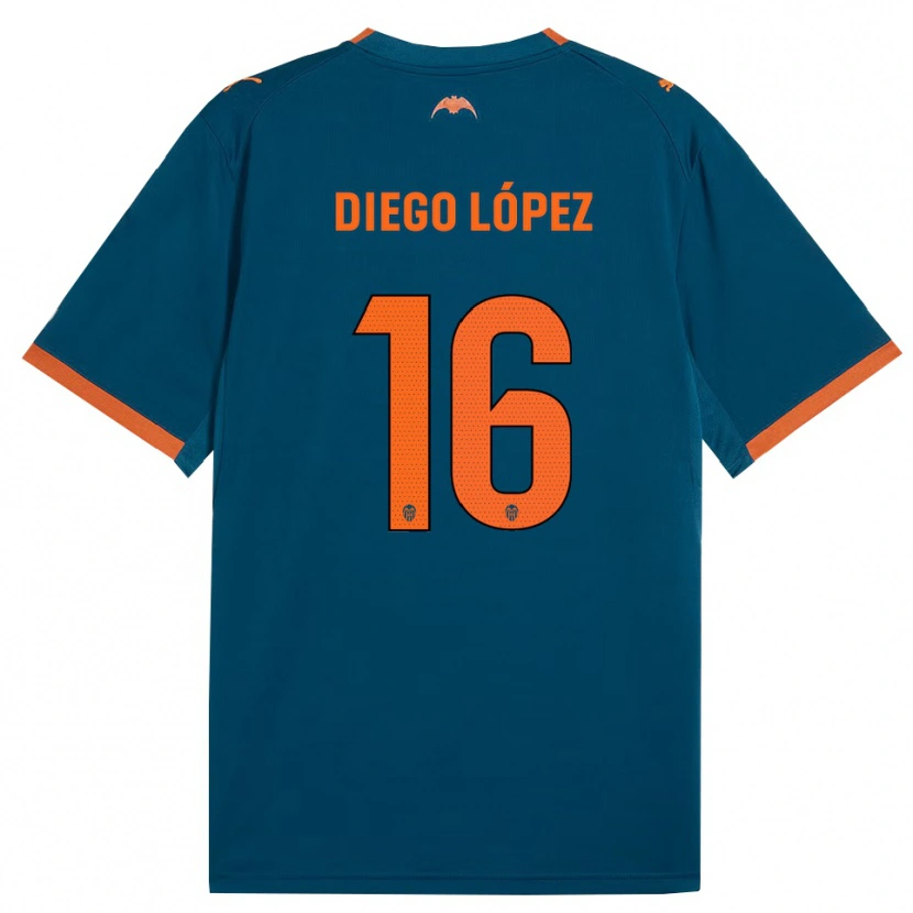 Danxen Femme Maillot Diego López #16 Bleu Acier Orange Tenues Extérieur 2026/27 T-Shirt