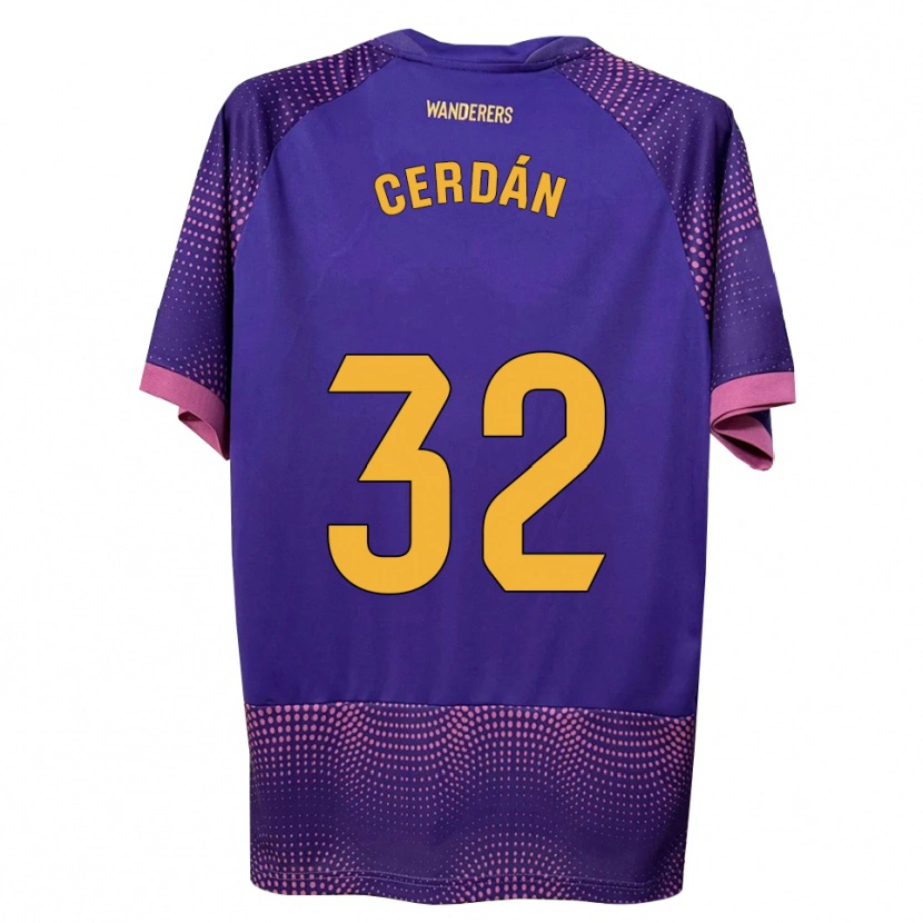Danxen Femme Maillot Pablo Cerdán #32 Violet Blanc Rose Tenues Extérieur 2026/27 T-Shirt