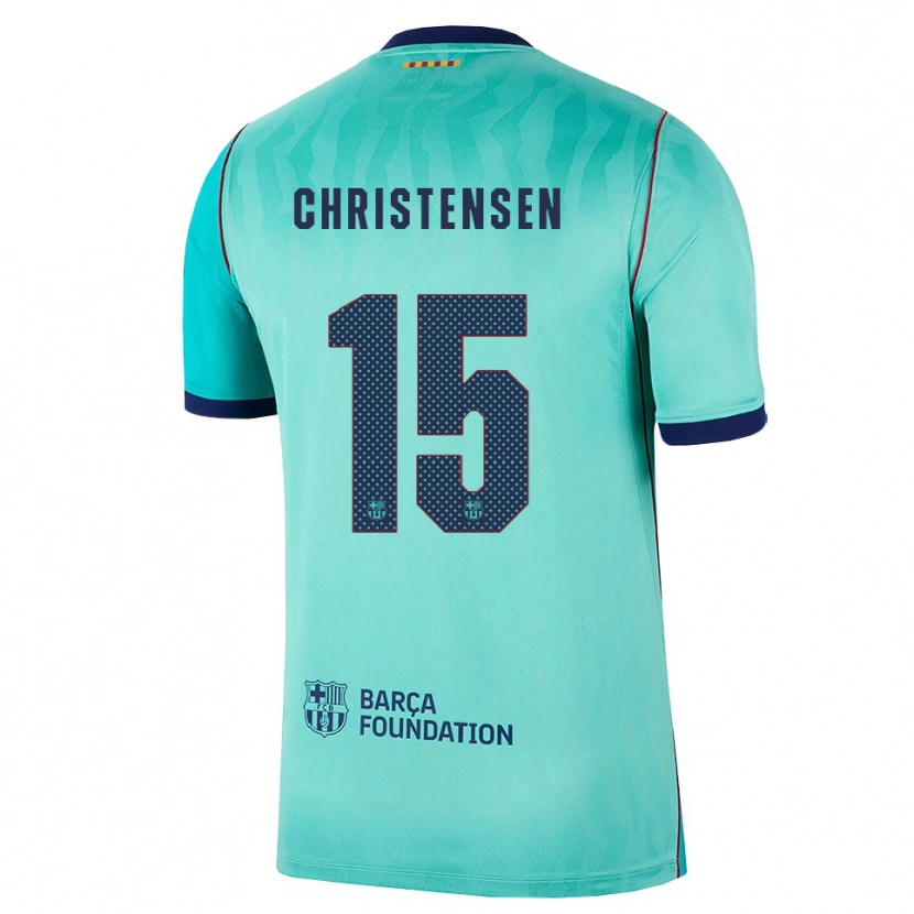 Danxen Femme Maillot Andreas Christensen #15 Aqua Turquoise Foncée Bleu Royal Troisieme 2026/27 T-Shirt
