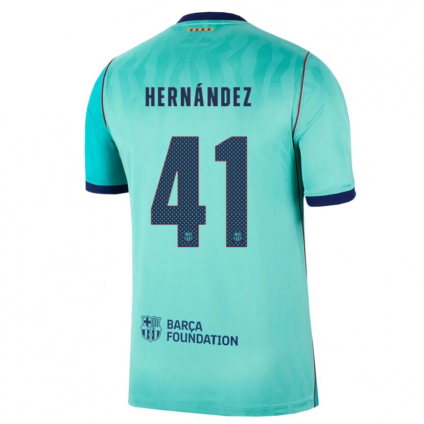 Danxen Femme Maillot Juan Hernández #41 Aqua Turquoise Foncée Bleu Royal Troisieme 2026/27 T-Shirt
