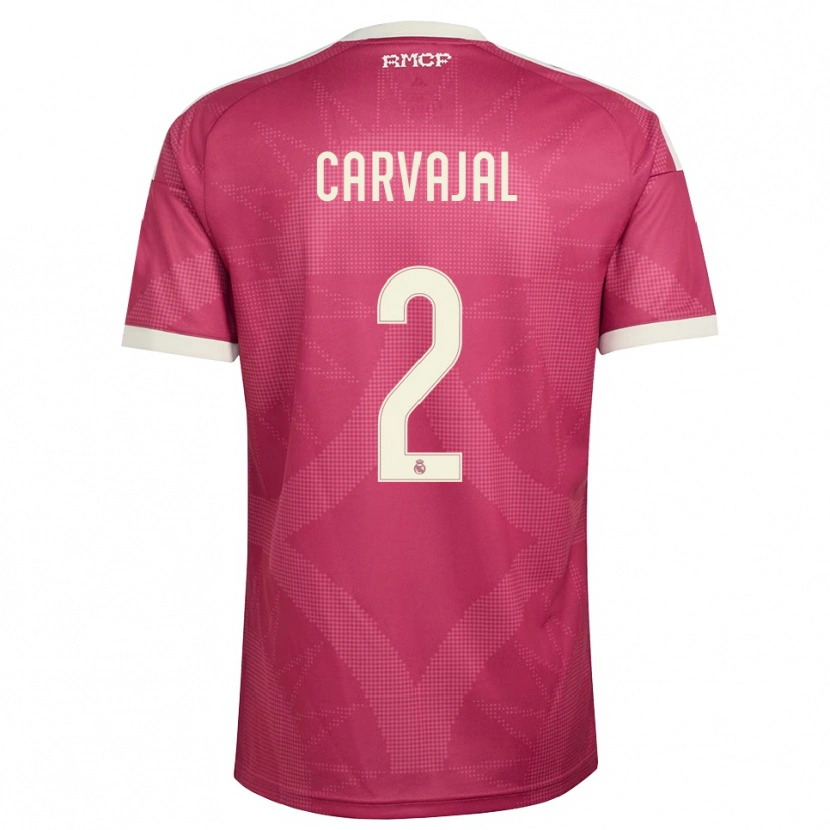 Danxen Femme Maillot Daniel Carvajal #2 Rouge Violet Pâle Blanc Troisieme 2026/27 T-Shirt